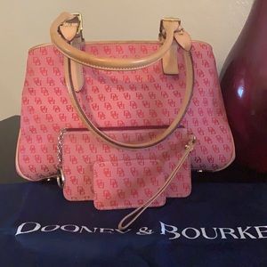 Dooney & Bourke red canvas satchel set